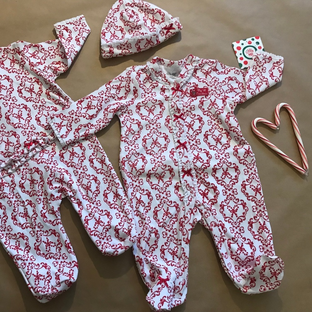 MY FIRST CHRISTMAS  Footie with hat